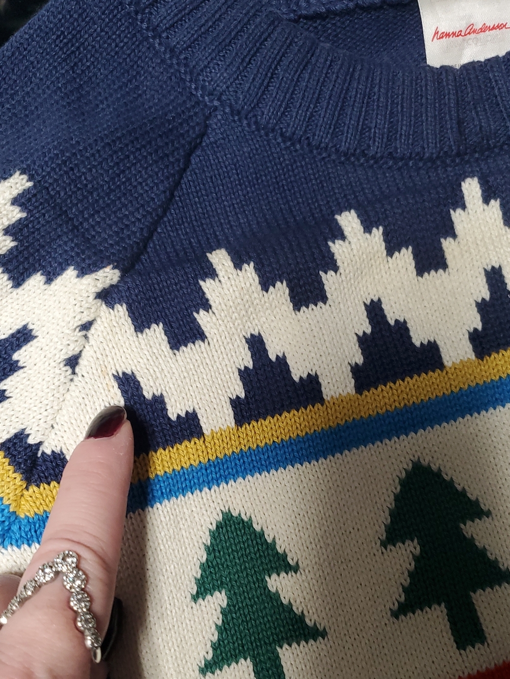 Womens Hanna Andersson Winter Solstice Holiday Sweater Size Small Blue Fairisle - Picture 8 of 15